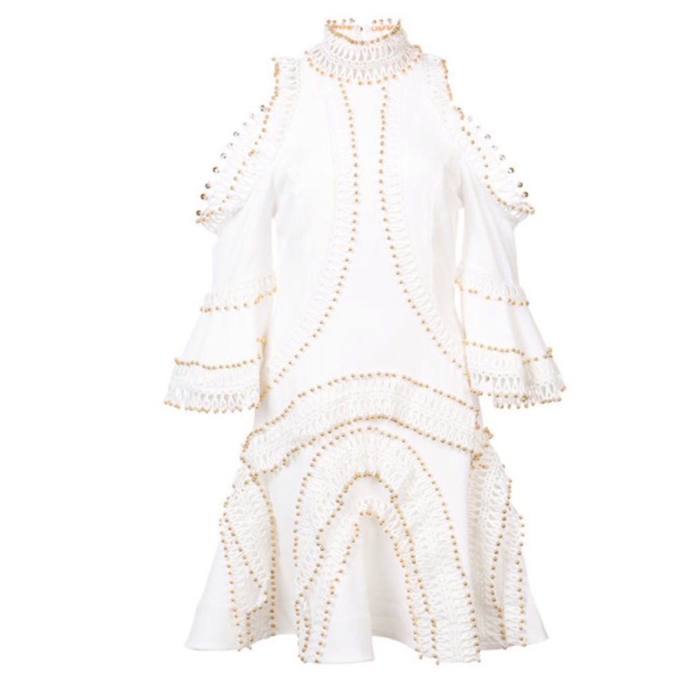 🛍 EMARI Gorgeous Beaded Cold Shoulder Dress - Picture 6 of 8